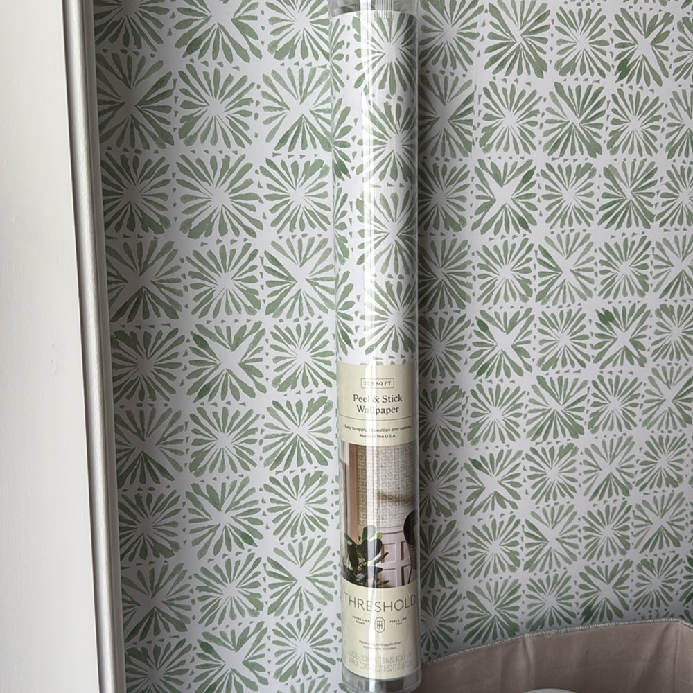 threshold block print tile target green and white wallpaper NEW